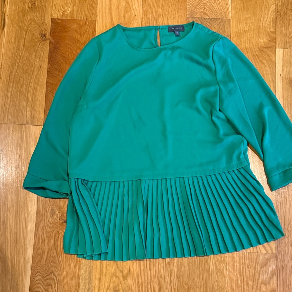 The Limited Teal Pleated Blouse